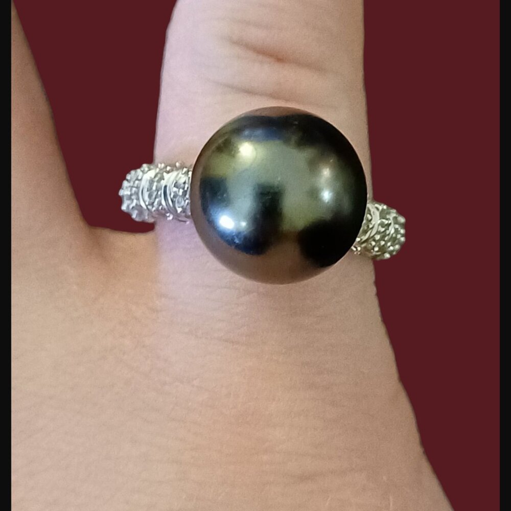 M&N Jewelry Designs 925 Sterling Swarovski Crystal Simulated Pearl 12.3mm Size 7
